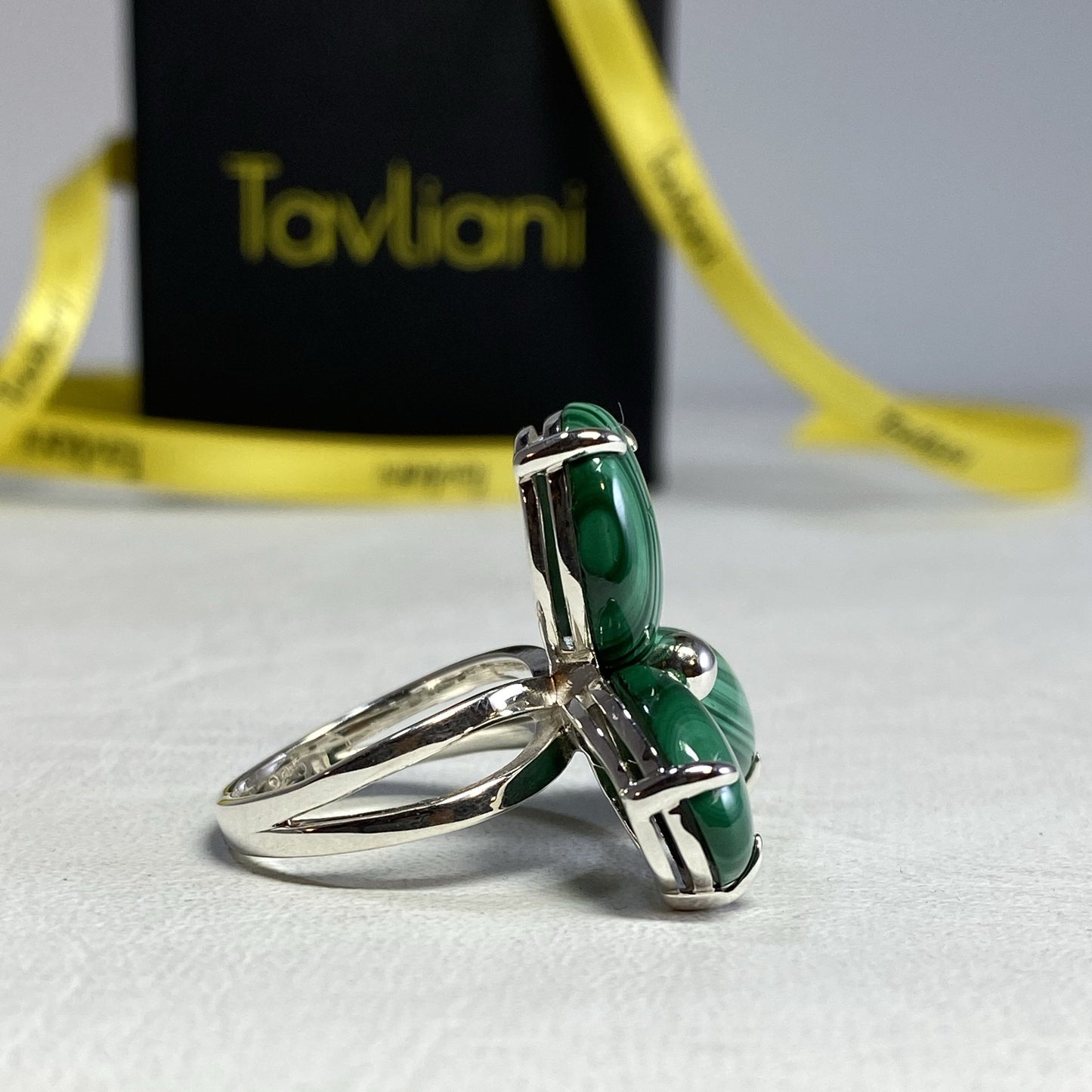 Malachite Trinity Ovals Statement Ring