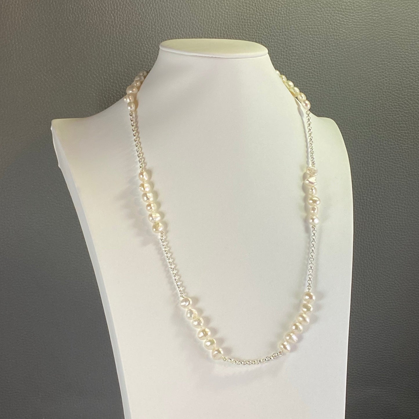 Unique Baroque Pearl and Silver Necklace