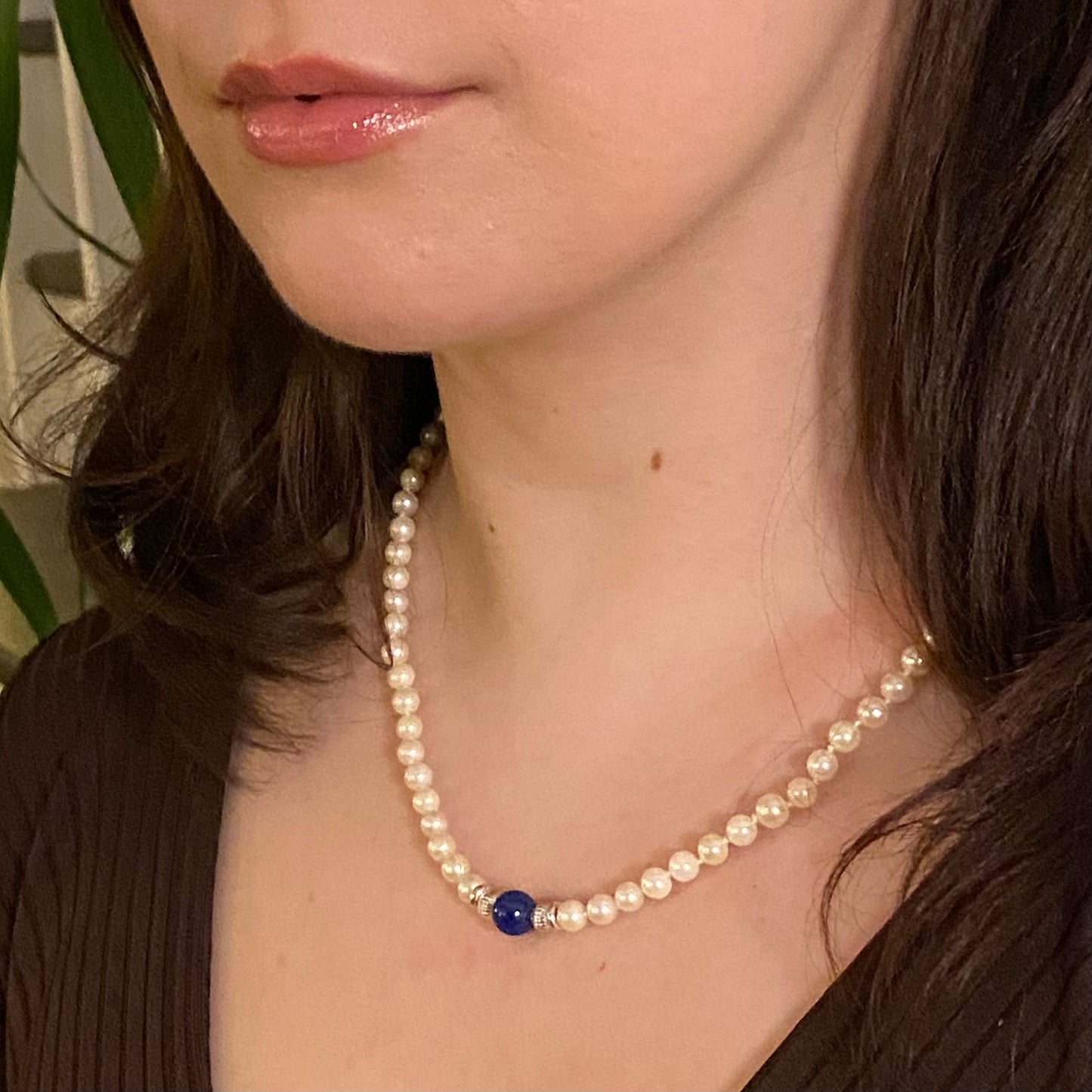 Pearl and Lapis Lazuli Necklace