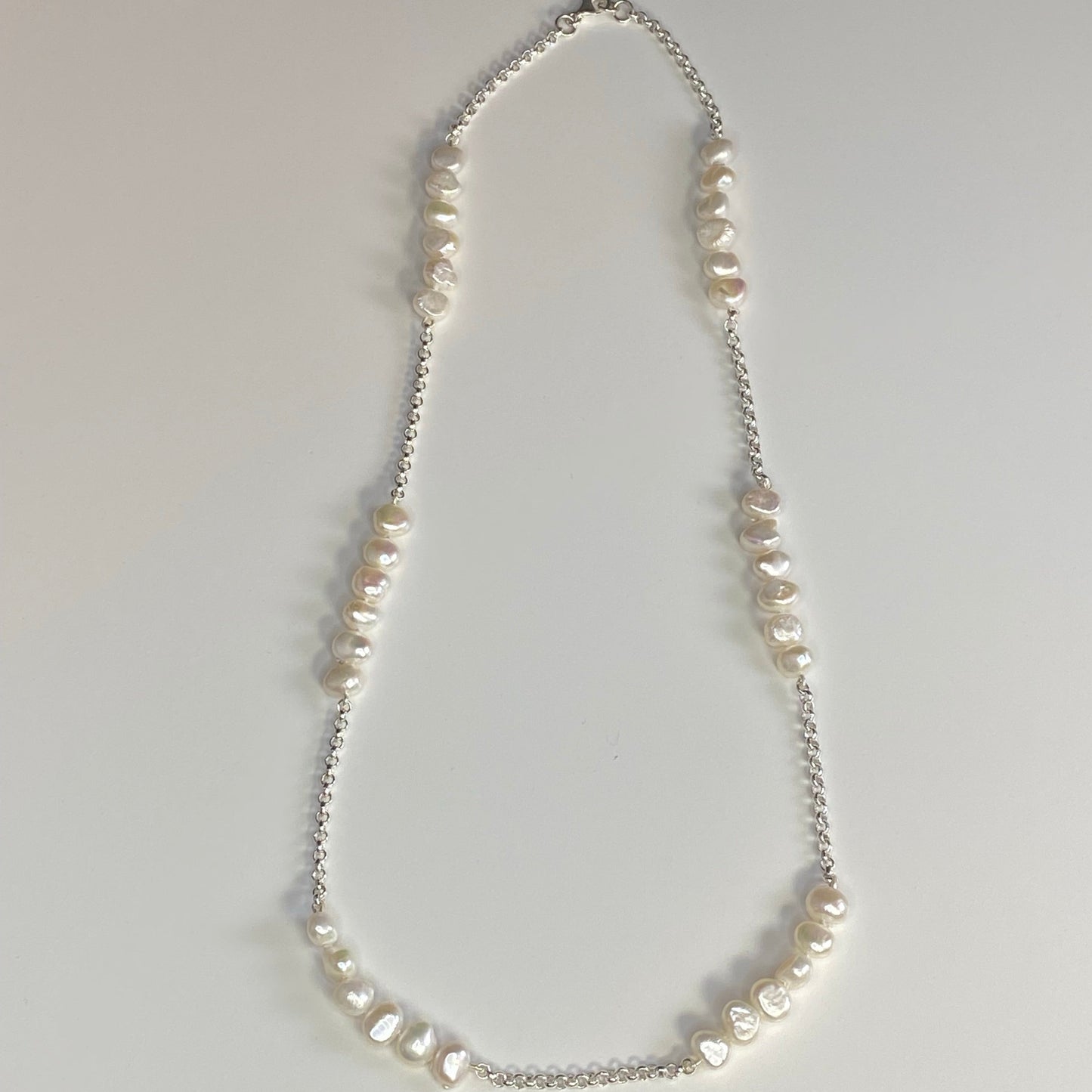 Unique Baroque Pearl and Silver Necklace