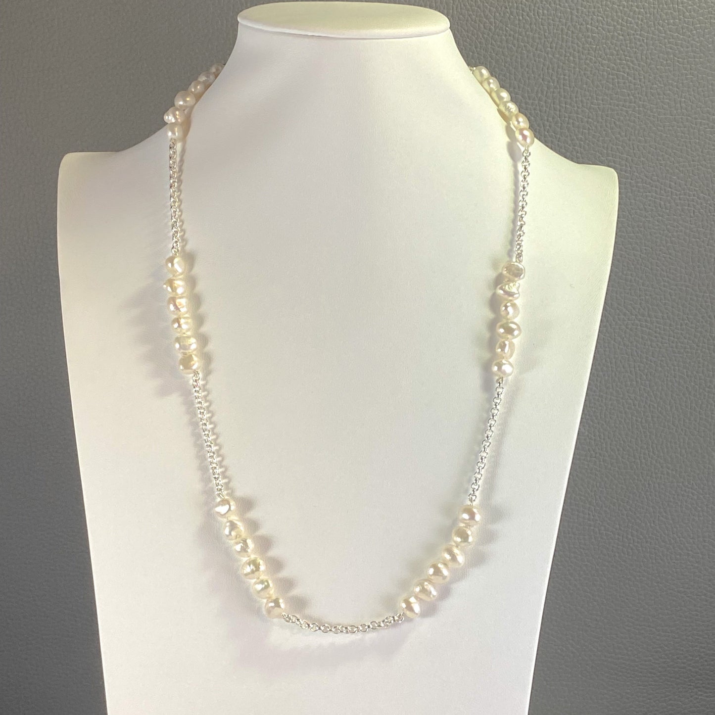 Unique Baroque Pearl and Silver Necklace