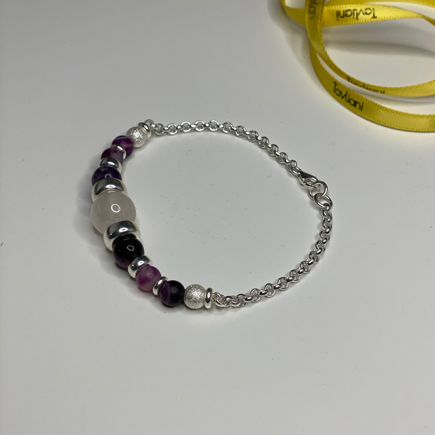 Unique Rose Quartz, Amethyst, Sardonyx Bracelet