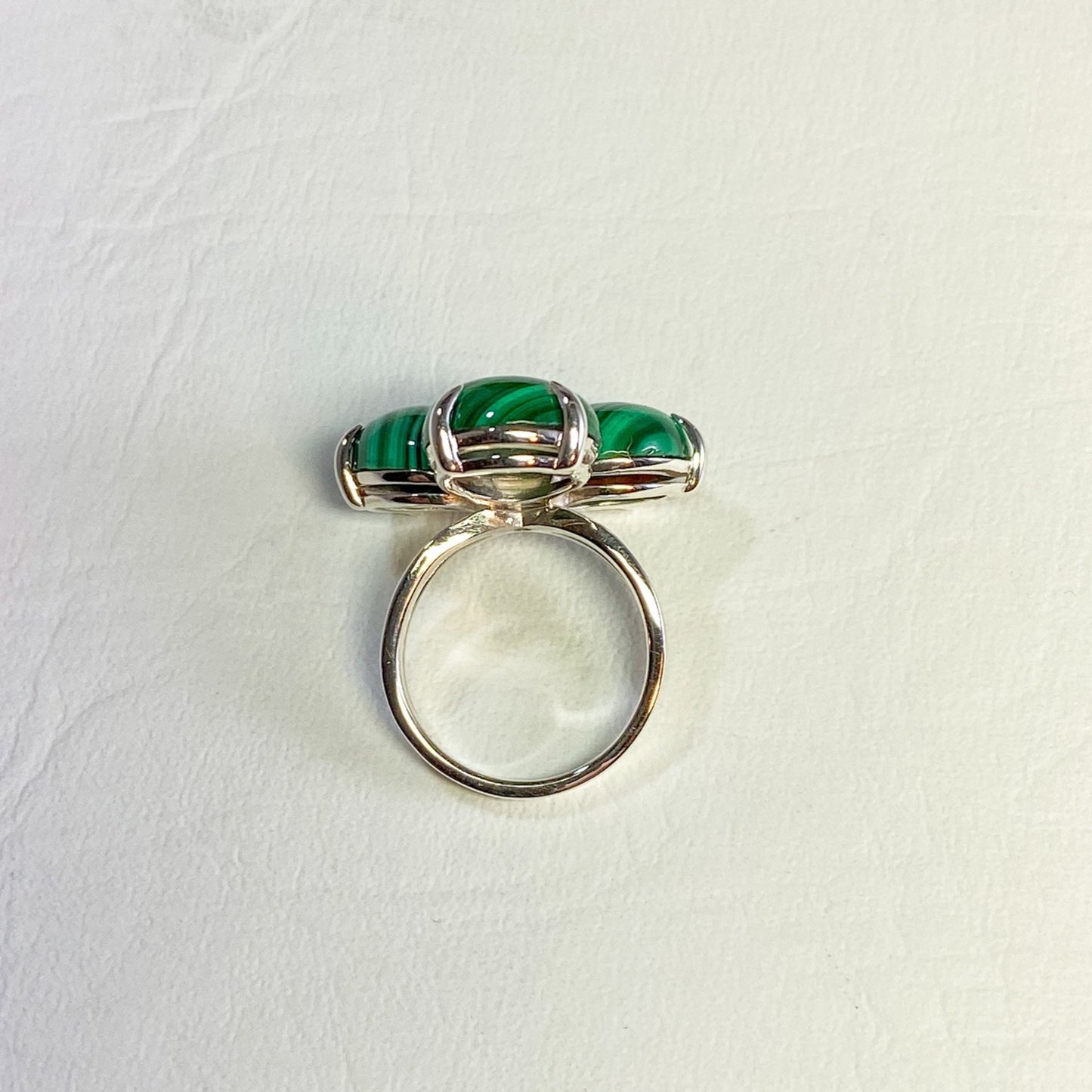 Malachite Trinity Spheres Statement Ring