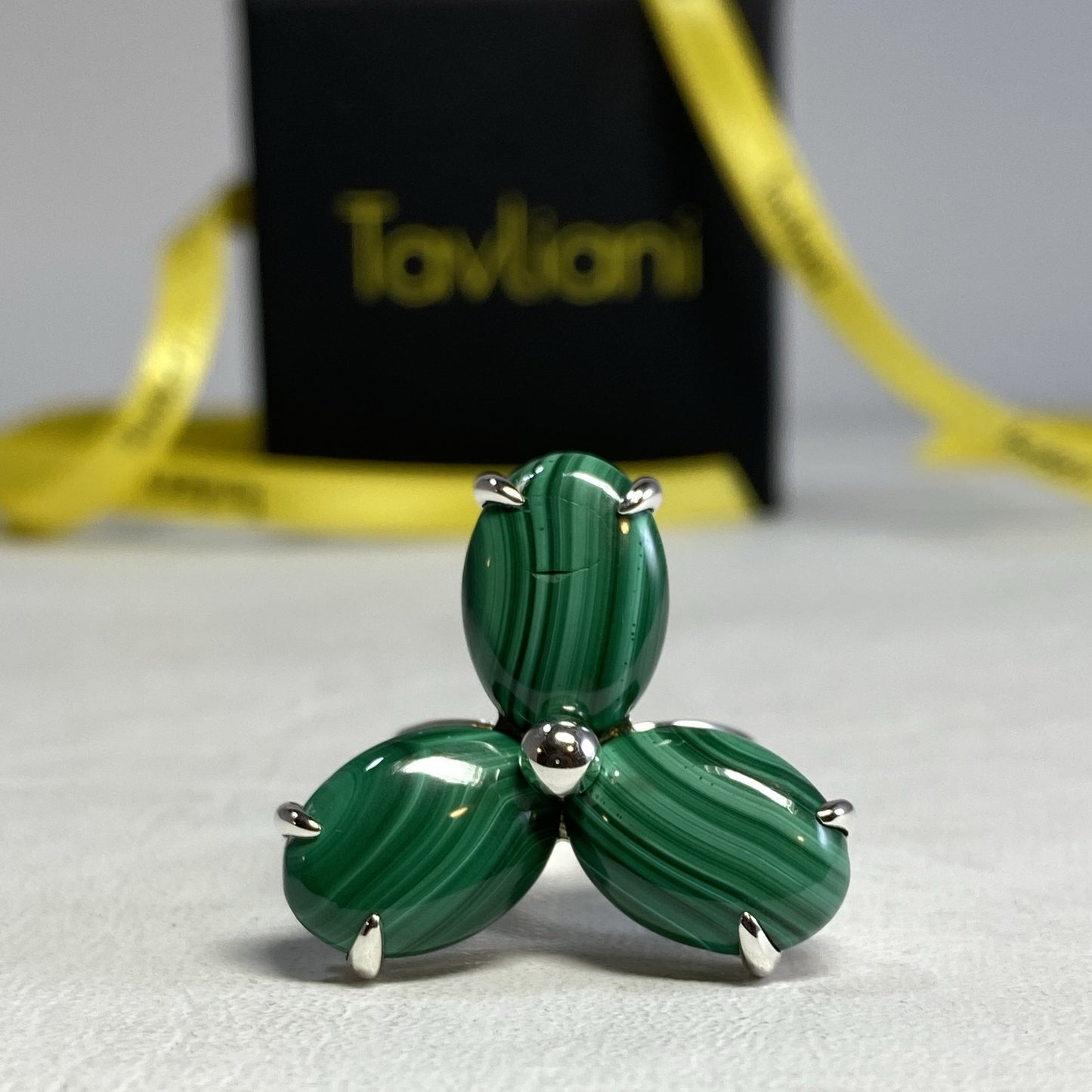 Malachite Trinity Ovals Statement Ring