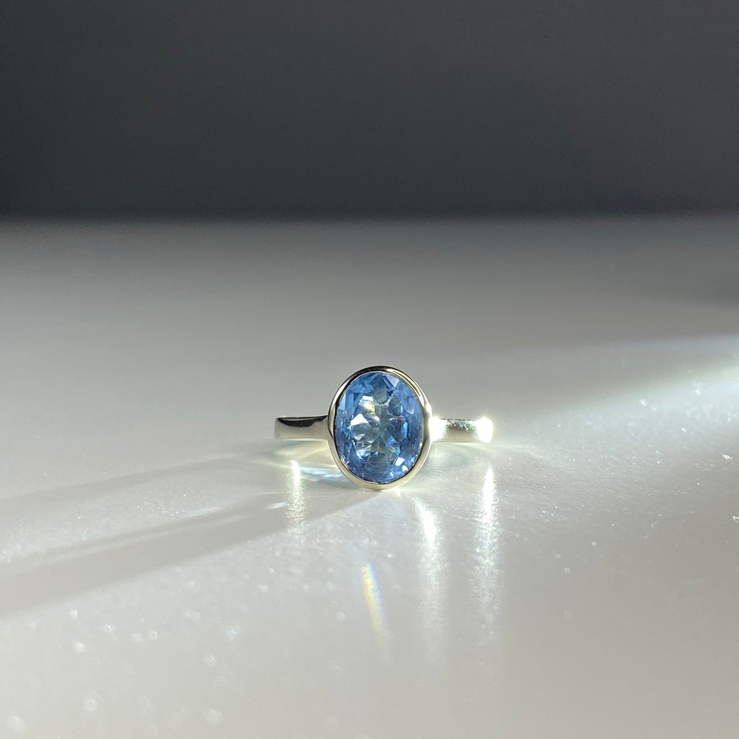 Blue Sky Oval Topaz Ring