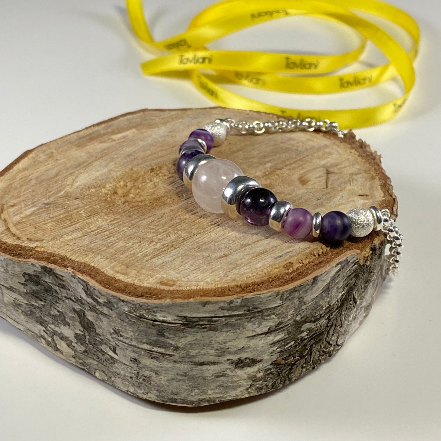 Unique Rose Quartz, Amethyst, Sardonyx Bracelet